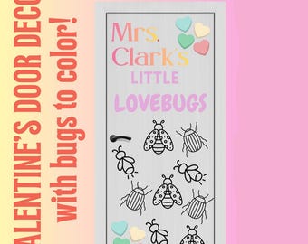 Valentijnsdag Klaslokaal Deur Decor Kit Afdrukbare Love Bugs Klaslokaal Decoratie Prikbord