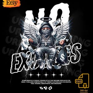 May include: A digital illustration featuring a baby angel with wings, a halo, and a face covering, surrounded by money and a bag with a dollar sign. The word "EXCESS" is prominently displayed. The image is on a black background.