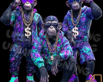 Gangsta Monkeys PNG  Hip Hop Chimp Clipart  Streetwear Digital Download