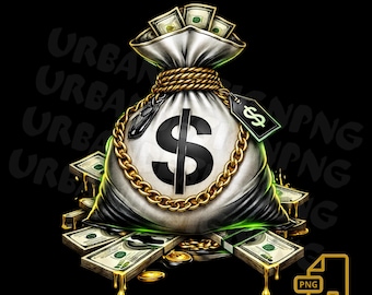 Money Bag Cash – Wealth Street Art Illustration PNG