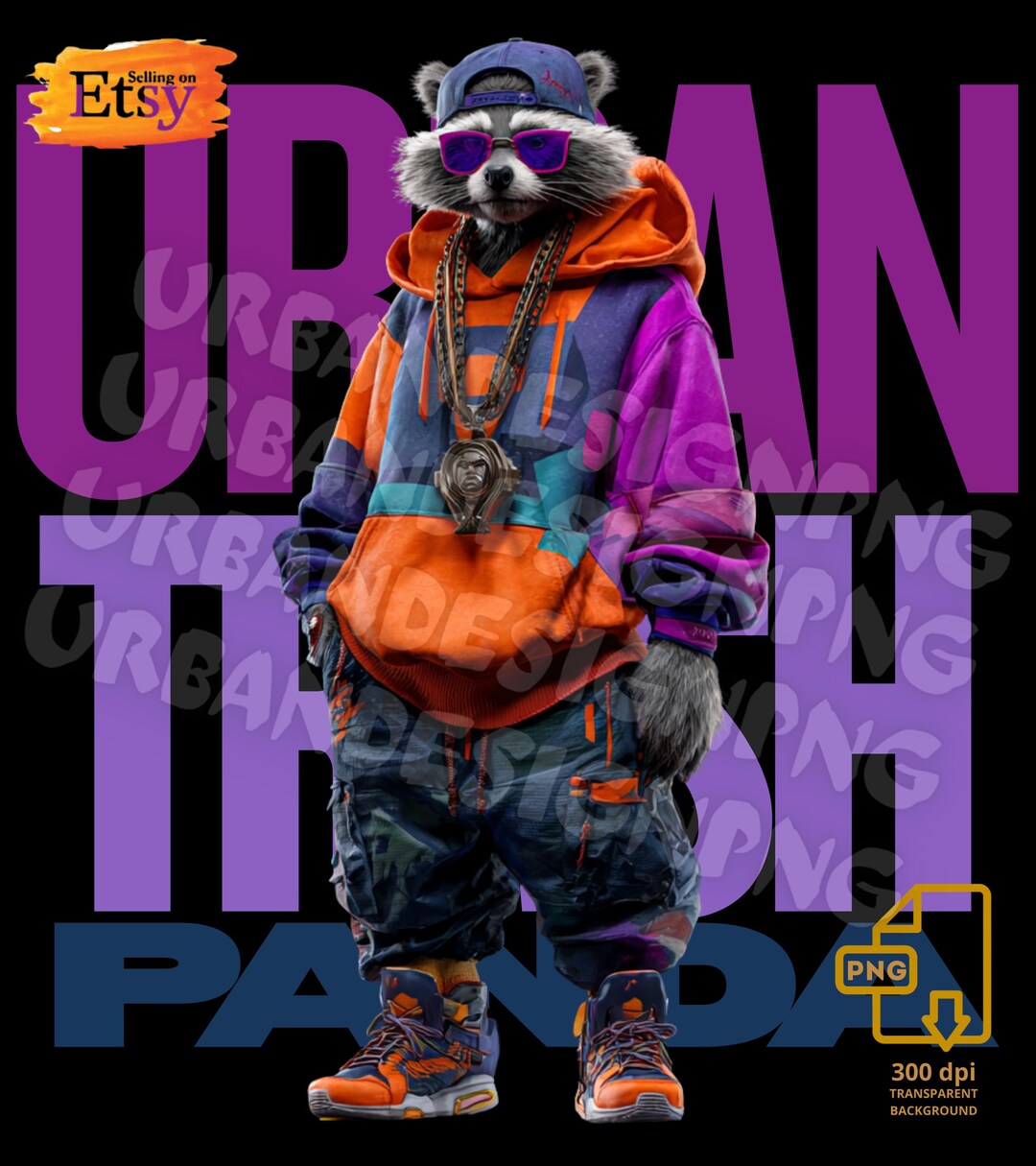 Hip Hop Raccoon PNG: Urban Streetwear Graphic (digital Download) - Etsy