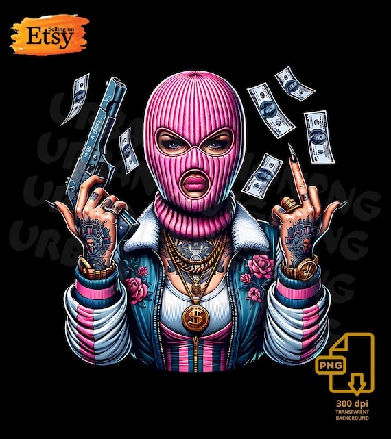 Pink Mask Queen – Urban Money Streetwear Art (Digital Download)
