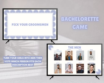 Bachelorette Party Game Editable Template - Pick Your Groomsmen/Gender-Swapping Game (Light Blue Theme)