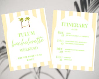 Tropical Bachelorette Party Itinerary Template: Tulum Design (Digital Download)
