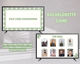 Bachelorette Party Game Editable Template - Pick Your Groomsmen/Gender-Swapping Game (Light Green Theme)