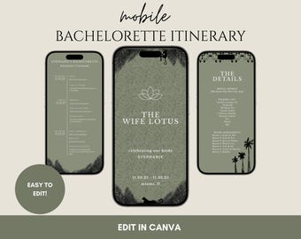 The Wife Lotus Bachelorette Mobile Itinerary Template - Canva Digital Download