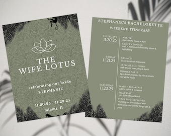 Tropical Bachelorette Party Itinerary Template: Wife Lotus Design (Digital Download)