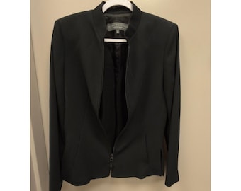 Vintage Alex Garfield Ribbed Zip Front Minimalist Blazer Jacket Size 8