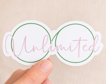 Boze 'Unlimited'-sticker, sticker Elphaba-bril,