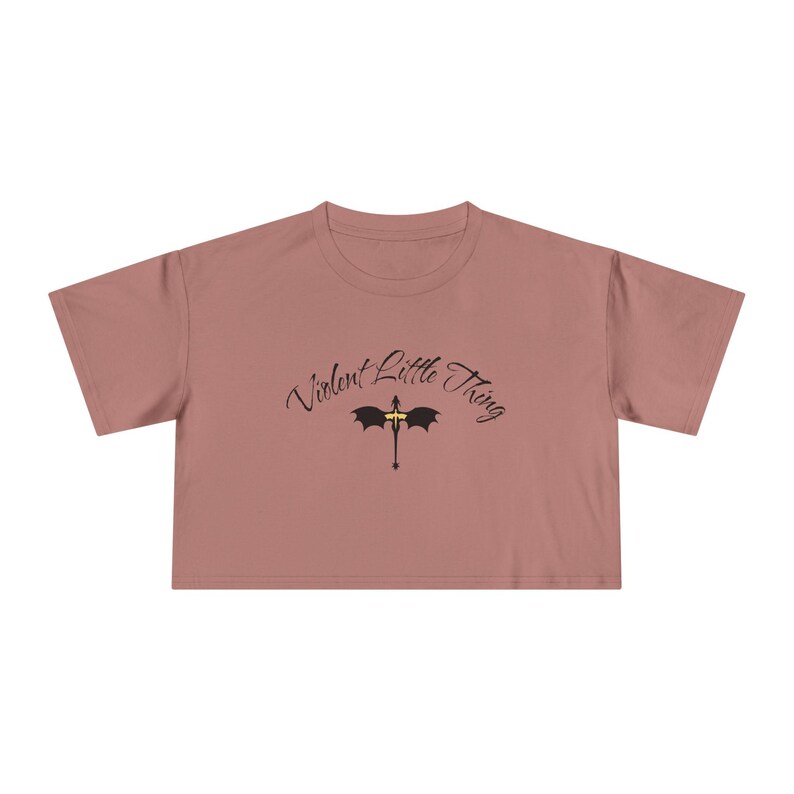 Fourth Wing T-Shirt, Violent Little Thing Crop Top, Bookish Cropped Tee, Dragon Rider Apparel, Xaden and Violet Merch, Trendy Booktok Shirt image 5