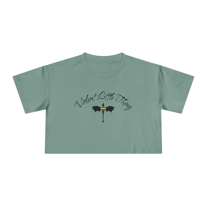 Fourth Wing T-Shirt, Violent Little Thing Crop Top, Bookish Cropped Tee, Dragon Rider Apparel, Xaden and Violet Merch, Trendy Booktok Shirt image 6