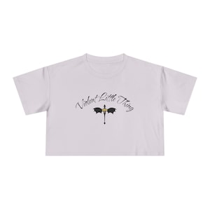 Fourth Wing T-Shirt, Violent Little Thing Crop Top, Bookish Cropped Tee, Dragon Rider Apparel, Xaden and Violet Merch, Trendy Booktok Shirt image 7