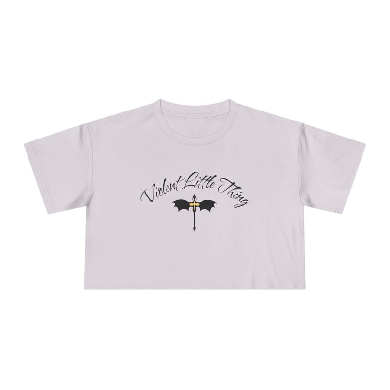 Fourth Wing T-Shirt, Violent Little Thing Crop Top, Bookish Cropped Tee, Dragon Rider Apparel, Xaden and Violet Merch, Trendy Booktok Shirt image 7