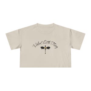 Fourth Wing T-Shirt, Violent Little Thing Crop Top, Bookish Cropped Tee, Dragon Rider Apparel, Xaden and Violet Merch, Trendy Booktok Shirt image 3