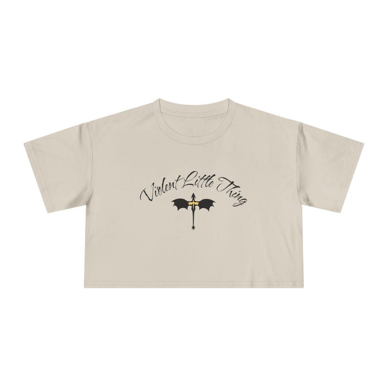 Fourth Wing T-Shirt, Violent Little Thing Crop Top, Bookish Cropped Tee, Dragon Rider Apparel, Xaden and Violet Merch, Trendy Booktok Shirt image 3