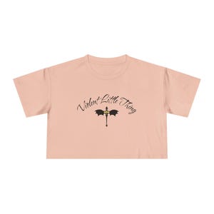 Fourth Wing T-Shirt, Violent Little Thing Crop Top, Bookish Cropped Tee, Dragon Rider Apparel, Xaden and Violet Merch, Trendy Booktok Shirt image 4