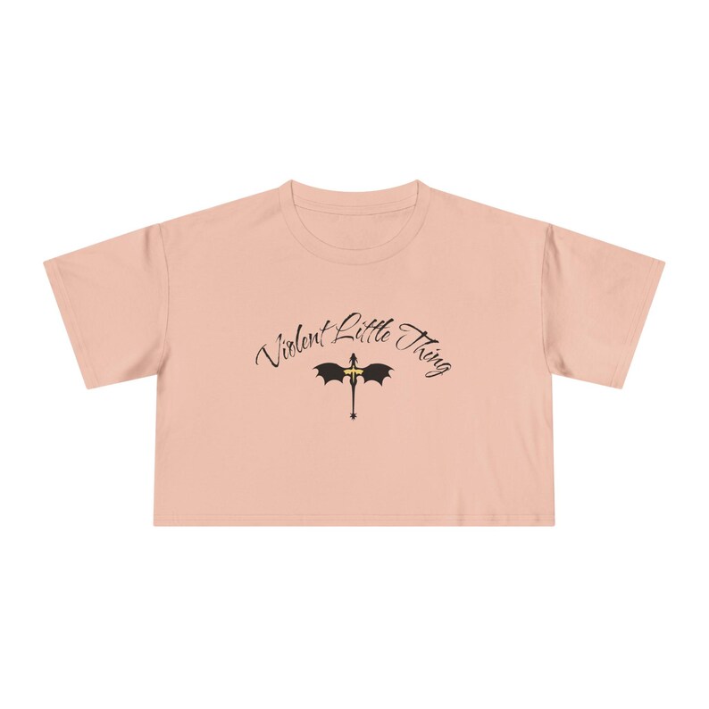 Fourth Wing T-Shirt, Violent Little Thing Crop Top, Bookish Cropped Tee, Dragon Rider Apparel, Xaden and Violet Merch, Trendy Booktok Shirt image 4