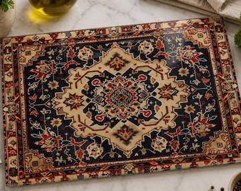 Glass Cutting Board Vintage Persian Rug Pattern Kitchen Decor