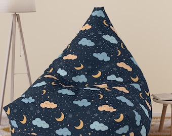 Funda de sillón puf con diseño de cielo nocturno / Luna y nubes