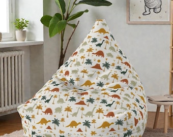 Bean Bag Chair Cover | Kids Dinosaur Print | Prehistoric Jungle Design