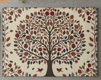 Tree of Life Tempered Glass Cutting Board - Folk Kitchen Decor