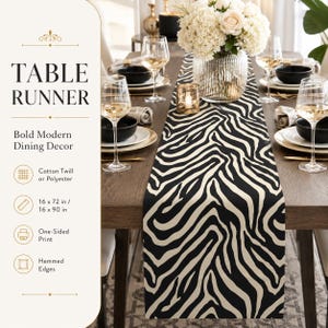 Zebra Tischläufer: Schwarz und Beige Tier Print