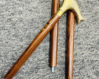 ハンドル付きウォーキングスティック 魚型真鍮製 木製 アンティーク ヴィンテージスタイル ロンドン販売店
