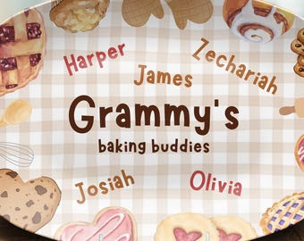 Personalized Grandma Baking Platter, Grammy's Baking Buddies, Custom Grandkids Names, Unbreakable Serving Plate