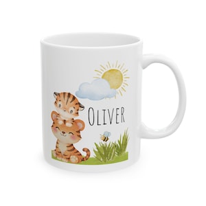 Personalized Hot Chocolate Mug, Custom Name Mug, Christmas Gift, Kid Mug, Birthday Mug Gift Tigers