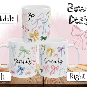 Personalized Hot Chocolate Mug, Custom Name Mug, Christmas Gift, Kid Mug, Birthday Mug Gift Bow 2