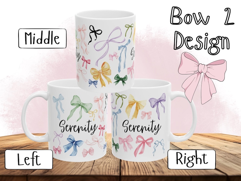 Personalized Hot Chocolate Mug, Custom Name Mug, Christmas Gift, Kid Mug, Birthday Mug Gift Bow 2