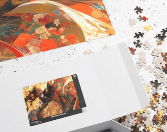 Japanese Samurai Warrior Jigsaw Puzzle for Adults, Moon Moonlight Anime Art Puzzle, Unique Gift for Gamers, 500 1000 Piece Fantasy Wall Art