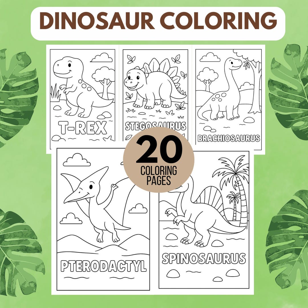 Dinosaur Coloring Pages for Toddlers | 20 Printable Dino Sheets + 2 ...