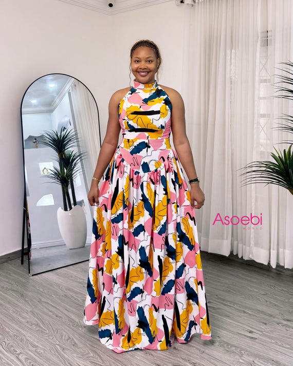 Pink Orange Maxi Dress | African Dress for Women, Wedding Guest, Party Wear - Etsy Israel Pink Orange Maxi Dress | African Dress for Women, Wedding Guest, Party Wear - Etsy Israel