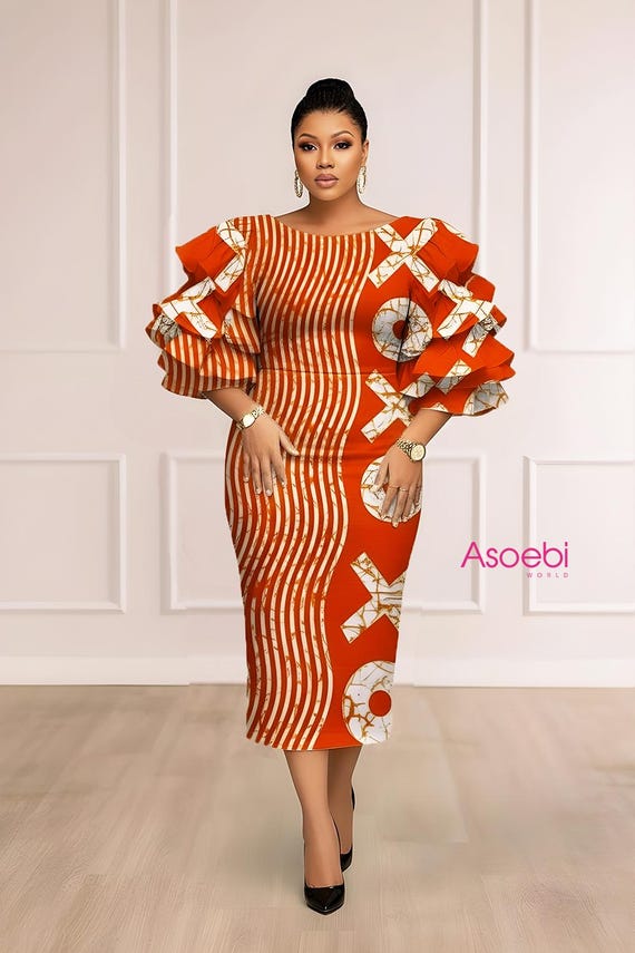 orange and white print dress Orange Game Day Short Sleeve Tiered Dress