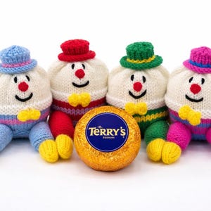 Hand Knitted Colourful Humpty Dumpty's Chocolate Orange Covers. Fun Reusables Easter Gift, Keepsake