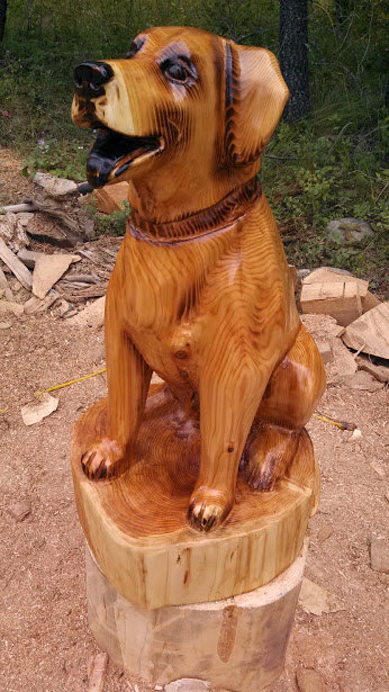 Dog Portrait Custom Chainsaw Carving Wood Art Labrador Etsy