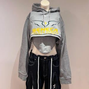 grey nike crop top hoodie