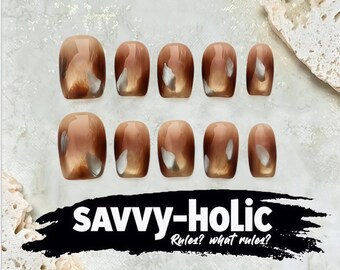 Neutral Brown Cat Eye Press-On Nails