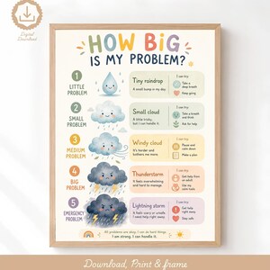 How Big Is My Problem Poster, Emotional Regulation Printable, Problem Solving Kids Poster, Montessori Classroom Decor, Feelings Chart