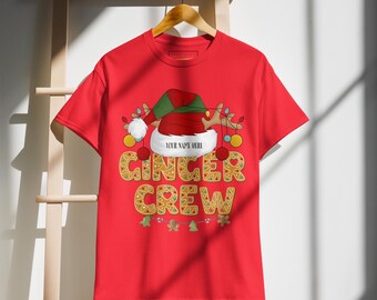 Koszulka świąteczna z nadrukiem Ginger Crew, personalizowana, pasująca do całej rodziny