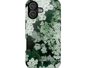 Green & White Floral Phone Case | Impact-Resistant, iPhone Samsung