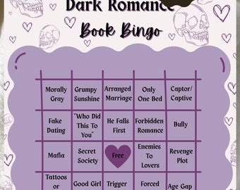 Bingo imprimible de libros de romance oscuro, seguimiento del reto de lectura picante, juego de tropos eróticos, descarga digital en PDF, regalo para amantes de los libros de BookTok