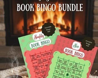 Reto de lectura navideña imprimible, Bingo de libros traviesos y buenos, Rastreador de romance picante, Regalo para amantes de los libros, Descarga digital