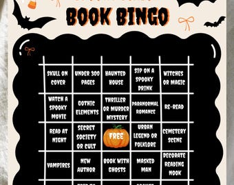 Bingo de libros de la temporada espeluznante (PDF) / Desafío de lectura de Halloween (Descarga digital)