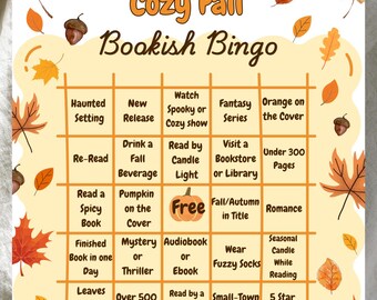 Juego de bingo literario de otoño acogedor (PDF) / Desafío de lectura (descarga digital)