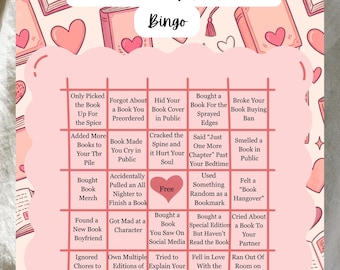 Tablero de bingo de problemas de lectura de novelas románticas, reto de lectura imprimible, rastreador de tropos románticos, regalo para amantes de los libros, juego de libros pendientes