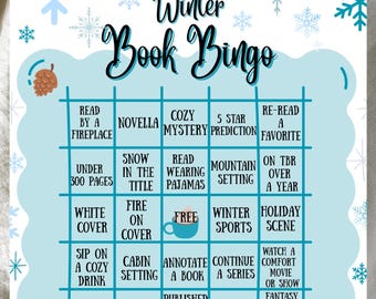 Bingo de libros de invierno (PDF) / Desafío de lectura acogedor (Descarga digital)