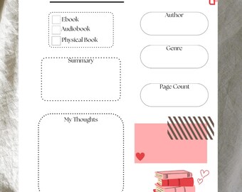 Página de reseñas de Romance Reader Book Journal, reseñas de libros en PDF, página de reseñas de libros de Smut Slut, descarga instantánea de reseñas de libros en PDF