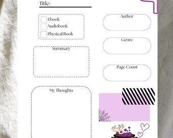 Reseña imprimible del libro de Halloween: Diseño de bruja espeluznante (Descarga PDF)